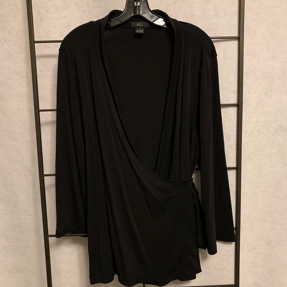 Emme True‎ Wrap Blouse Plus Size 1 Black